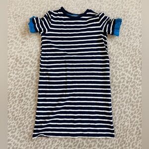 Navy & White Boden Shirt Dress with ruffle sleeves